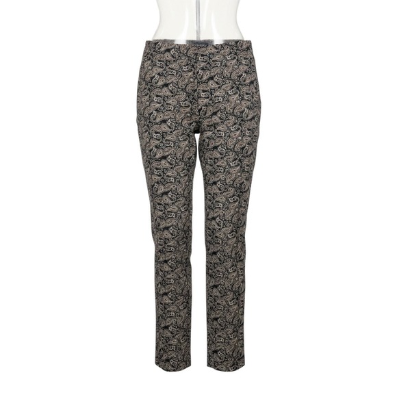 J. Jill Pants - J. Jill Ankle Pants Black Tan Paisley Cotton Stretch Trousers - 14